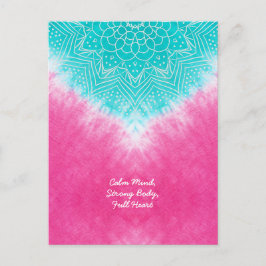 Postal Tinta rosa y azul con estilo Mandala Sway