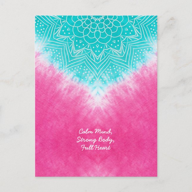 Postal Tinta rosa y azul con estilo Mandala Sway (Anverso)