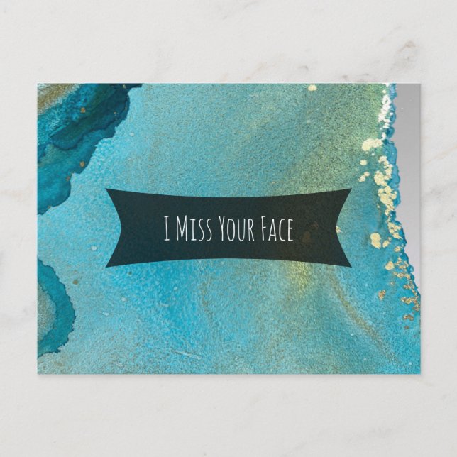 Postal Tinta verde azulada y dorada de alcohol que te ext (Anverso)