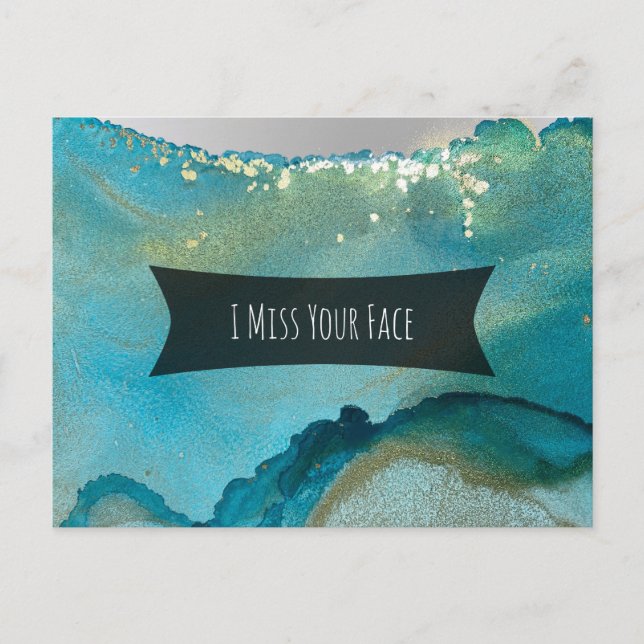 Postal Tinta verde azulada y dorada de alcohol que te ext (Anverso)