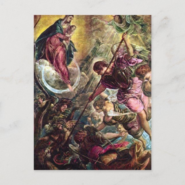 Postal Tintoretto - Batalla del Arcángel Michael con (Anverso)