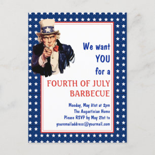 Postal Tío Patriótico Sam 4DE JULIO BARBACOA
