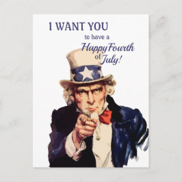 Postal Tío Sam de América Feliz 4 de Julio