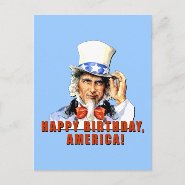 Postal Tío Sam Happy Birthday America Tshirt (Anverso)
