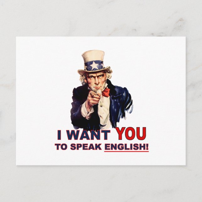 Postal Tío Sam TE QUIERE a ti que hables inglés (Anverso)