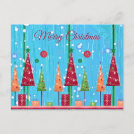 Postal Típico, colorido, árboles de Navidad, Navidades