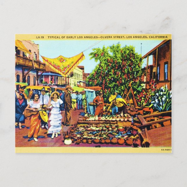 Postal Típico de la calle Los Ángeles - Olvera (Anverso)