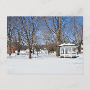 Postal típico de un pueblo de Vermont en invierno