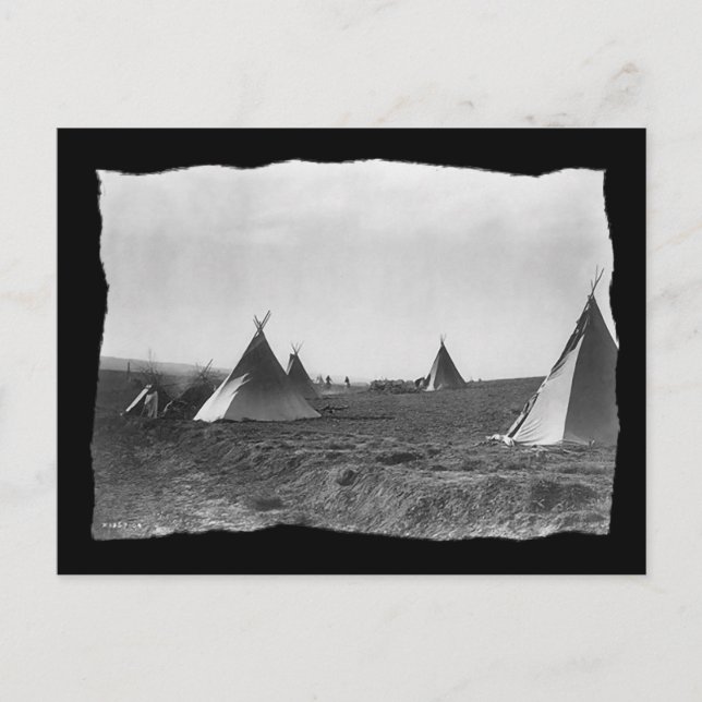 Postal Tipis de Apache Nativo Vintage (Anverso)