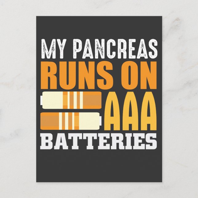 Postal Tipo 1 Diabetes T1D Conciencia Batería diabética (Anverso)