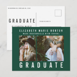 Postal Tipo graduación multifoto moderna verde y blanca