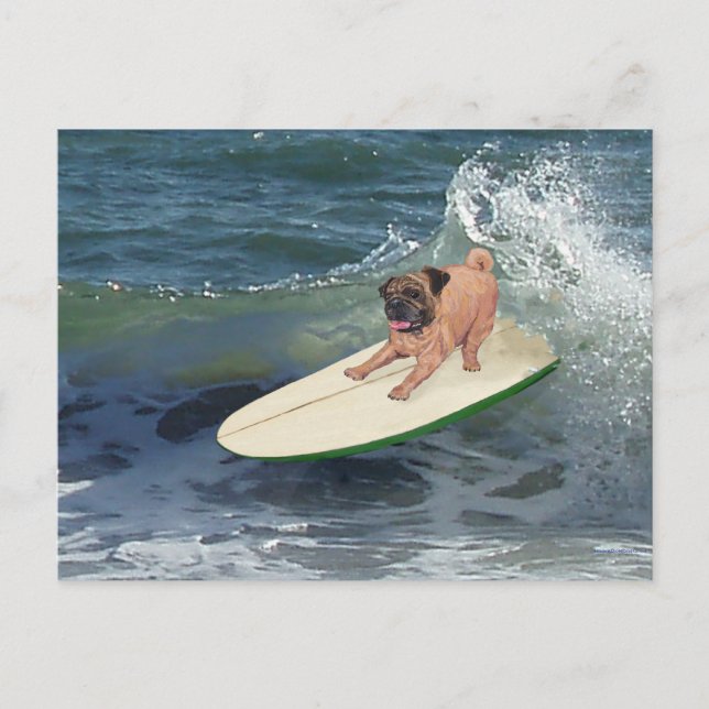 Postal Tipo Surfista Pug (Anverso)