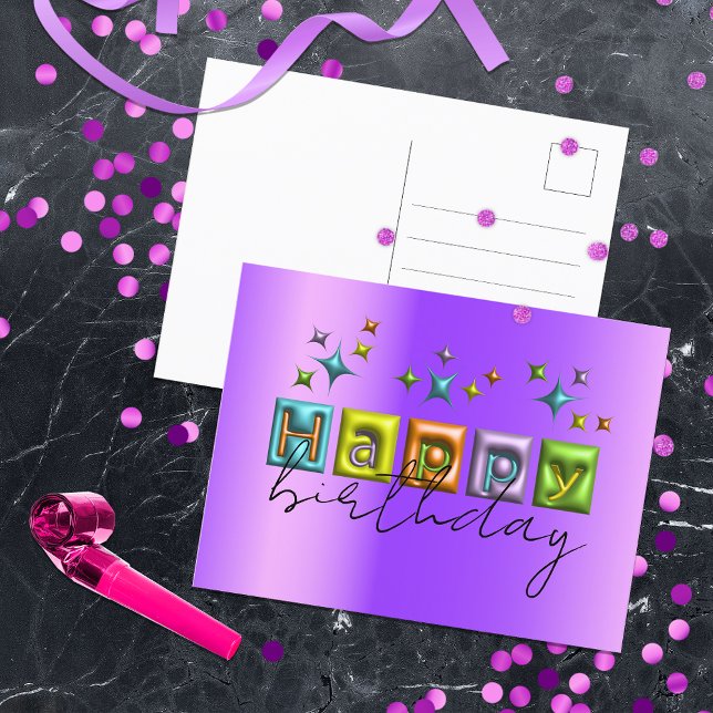 Postal Tipografía 3D inflada y espinillas feliz cumpleaño (Subido por el creador)