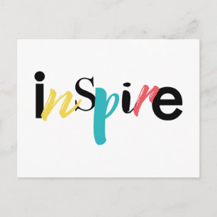 Postal Tipografía alegre, creativa, moderna de Inspire