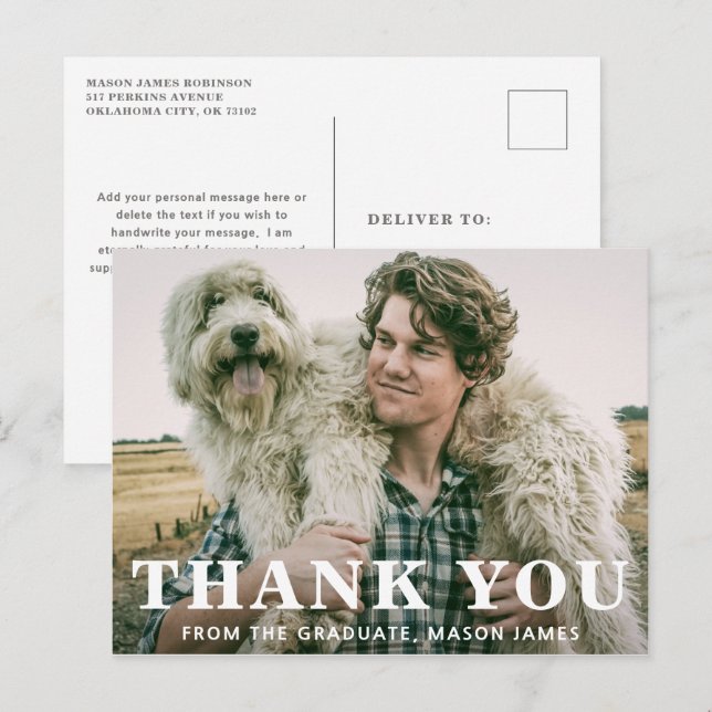 Postal Tipografía audaz Graduación moderna (Anverso / Reverso)