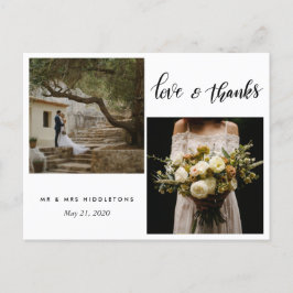 Postal Tipografía boda Amor y Gracias | Dos fotos