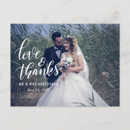 Postal Tipografía boda Amor Y Gracias | Foto de pareja