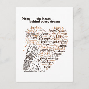 Postal Tipografía de cita inspiradora y sincera para mamá
