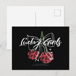 Postal Tipografía de cita Retro Vintage Cherry 