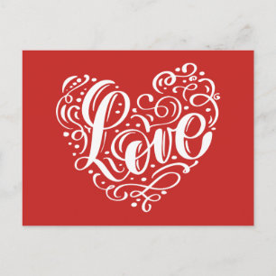 Postal Tipografía de Corazones Elegante Corazón de Boda d