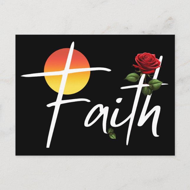 Postal Tipografía de fe con rosas (Anverso)