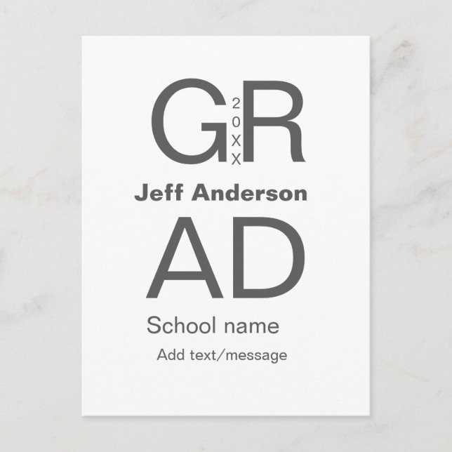 Postal Tipografía de grado moderna graduación simple míni (Anverso)