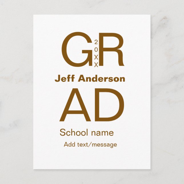 Postal Tipografía de grado moderna graduación simple míni (Anverso)