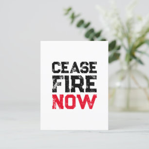 Postal Tipografía de grano blanco negro Cease Fire Now