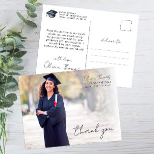 Postal Tipografía de guión de graduación Foto Gracias