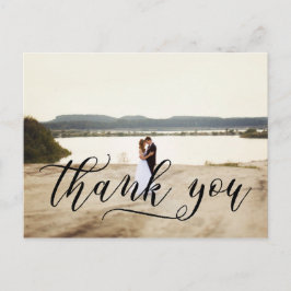 Postal Tipografía De Guión Elegante | Boda Gracias
