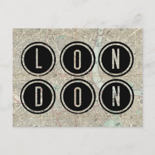 Postal Tipografía de mapas de Londres