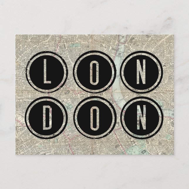 Postal Tipografía de mapas de Londres (Anverso)