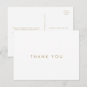 Postal Tipografía de oro de moda Gracias Postcard