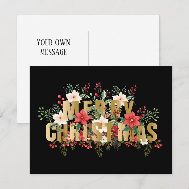 Postal Tipografía de oro elegante Feliz Navidad (Anverso / Reverso)