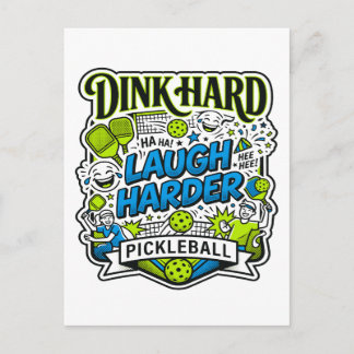 Postal Tipografía de Pickleball Dink Hard Laugh Harder