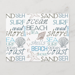 Postal Tipografía de playa