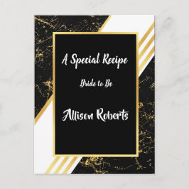 Postal Tipografía de rayas de mármol dorado negro Ducha d