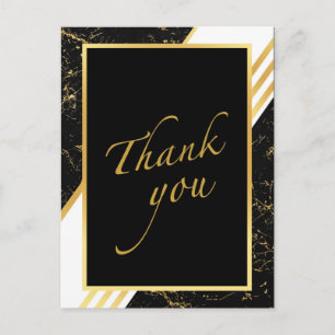 Postal Tipografía de rayas de mármol dorado negro Pos de 