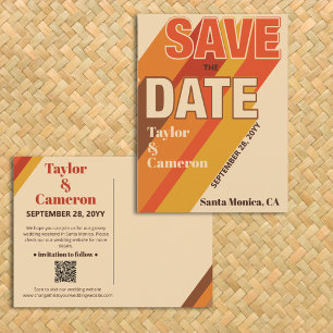 Postal Tipografía de Sombra Larga Groovy Naranja Marrón B