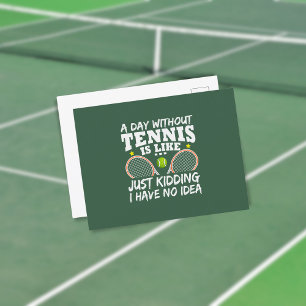 Postal Tipografía divertida de citas de tenis