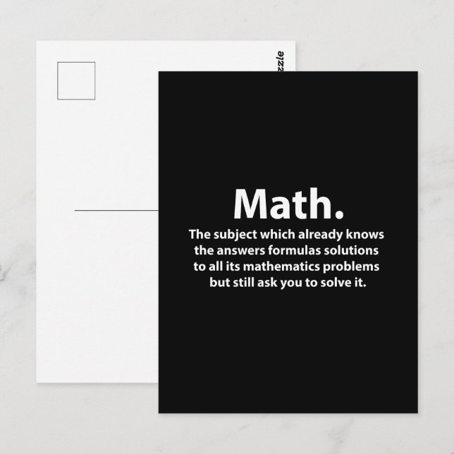 Postal Tipografía Divertida de Matemáticas (Anverso / Reverso)