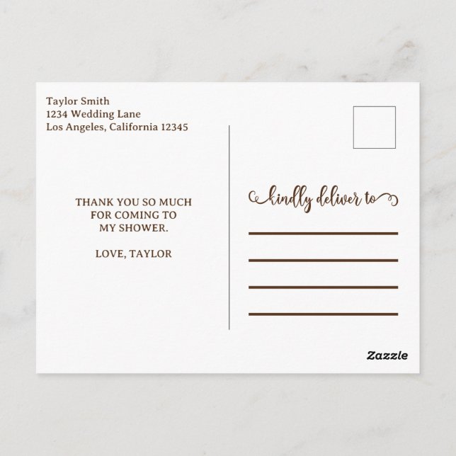 Postal Tipografía Dorada Moderna Gracias  (Reverso)