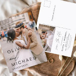 Postal Tipografía editable Guardar foto de fecha Minimali<br><div class="desc">Boda Guardar las tarjetas de fecha que tienen una foto en la parte delantera y trasera. Las tarjetas Save the Date contienen una moderna tipografía de escritura cursiva con letras a mano que son elegantes,  simples y modernas para usar después de la minimalista celebración del día de la boda.</div>