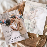 Postal Tipografía editable Guardar foto de fecha Minimali<br><div class="desc">Boda Guardar las tarjetas de fecha que tienen una foto en la parte delantera y trasera. Las tarjetas Save the Date contienen una moderna tipografía de escritura cursiva con letras a mano que son elegantes,  simples y modernas para usar después de la minimalista celebración del día de la boda.</div>