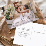 Postal Tipografía editable Guardar foto de fecha Minimali<br><div class="desc">Boda Guardar las tarjetas de fecha que tienen una foto en la parte delantera. Las tarjetas Save the Date contienen una moderna tipografía de escritura cursiva con letras a mano que son elegantes,  simples y modernas para usar después de la minimalista celebración del día de la boda.</div>
