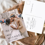 Postal Tipografía editable Guardar foto de fecha Minimali<br><div class="desc">Boda Guardar las tarjetas de fecha que tienen una foto en la parte delantera y trasera. Las tarjetas Save the Date contienen una moderna tipografía de escritura cursiva con letras a mano que son elegantes,  simples y modernas para usar después de la minimalista celebración del día de la boda.</div>