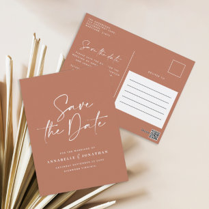 Postal Tipografía escrita a mano moderna boda terracota