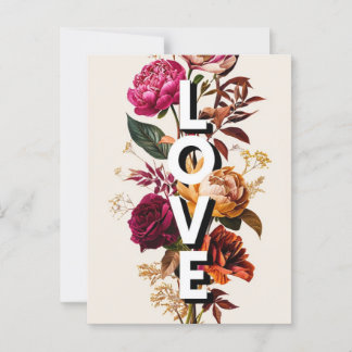 Postal Tipografía floral de amor