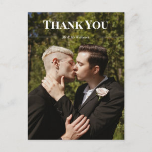 Postal Tipografía limpia, gracias y foto de nombres