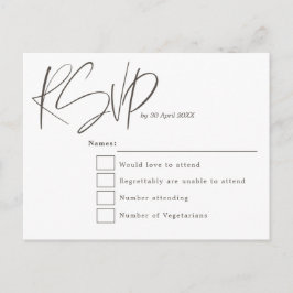 Postal Tipografía mínima moderna de escritura Wedding RSV